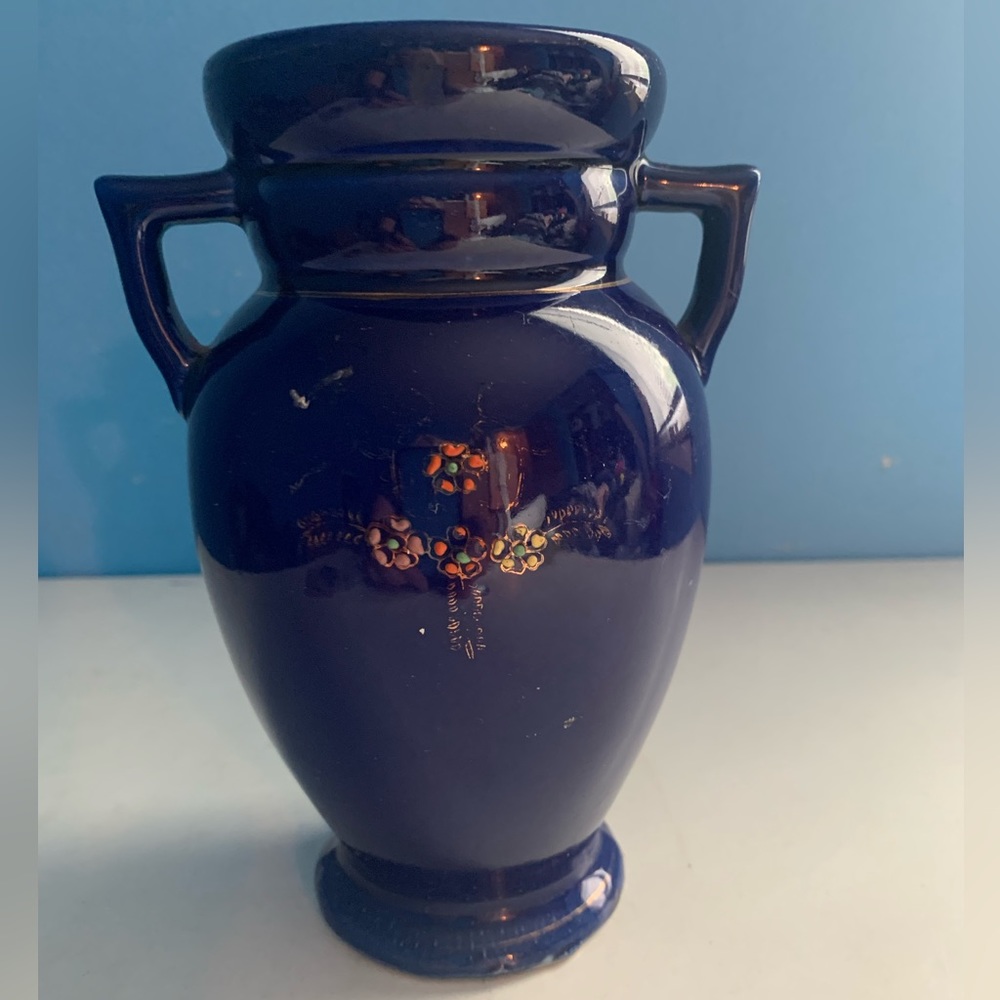 Vintage Made In Japan Cobalt Blue Vase 7”